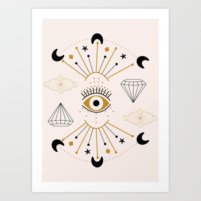 Vector Eye And Celestial Elements In A Geometric Composition Art 700x700 Vector Eye And Celestial Elements In A Geometric Composition Art