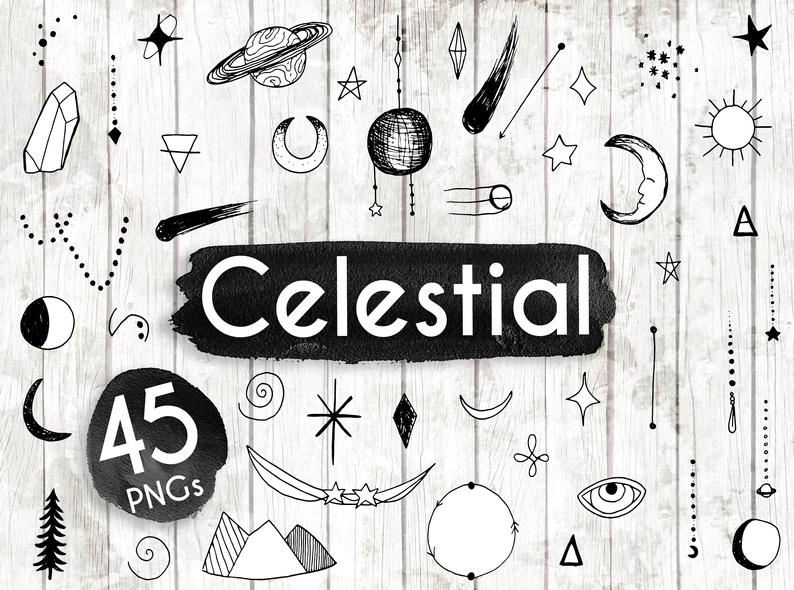 Celestial Clipart Hand Drawn Space Clipart Vector Tattoo Etsy 794x590 Celestial Clipart Hand Drawn Space Clipart Vector Tattoo Etsy