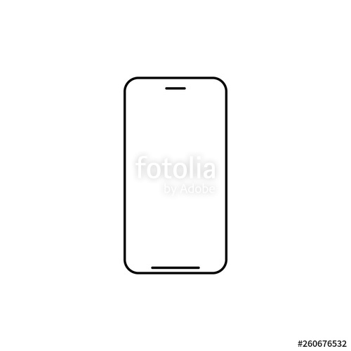 500x500 Mobile Phone Icon Vector, Line Art Outline Style Of Smartphone