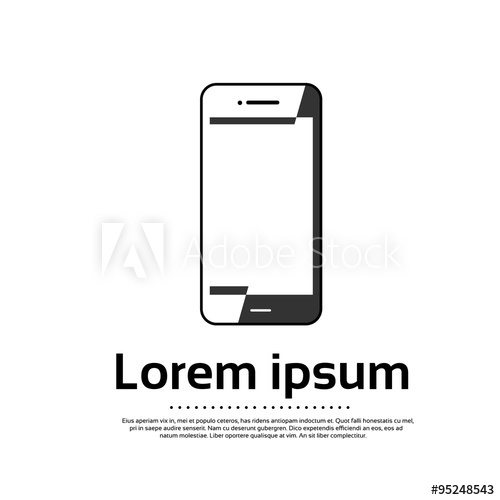 500x500 Cell Smart Phone Logo Black And White Icon Vector