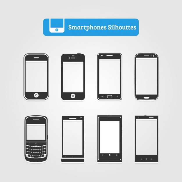 Smartphone Silhouette Collection Vector Free Download 626x626 Smartphone Silhouette Collection Vector Free Download