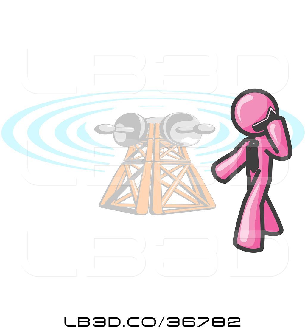 1024x1124 Vector Illustration Of Pink Business Man Talking On A Cell Phone