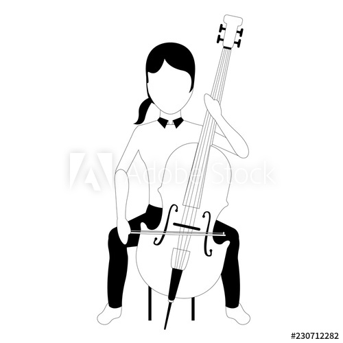 500x500 Female Avatar Playing A Cello Vector Illustration Design