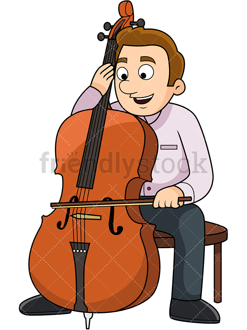 800x1067 Male Cello Player Cartoon Vector Clipart