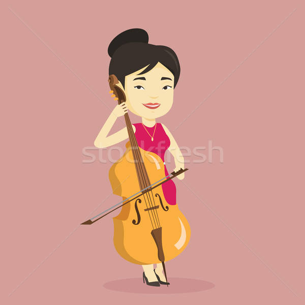 600x600 Woman Playing Cello Vector Illustration Vector Illustration