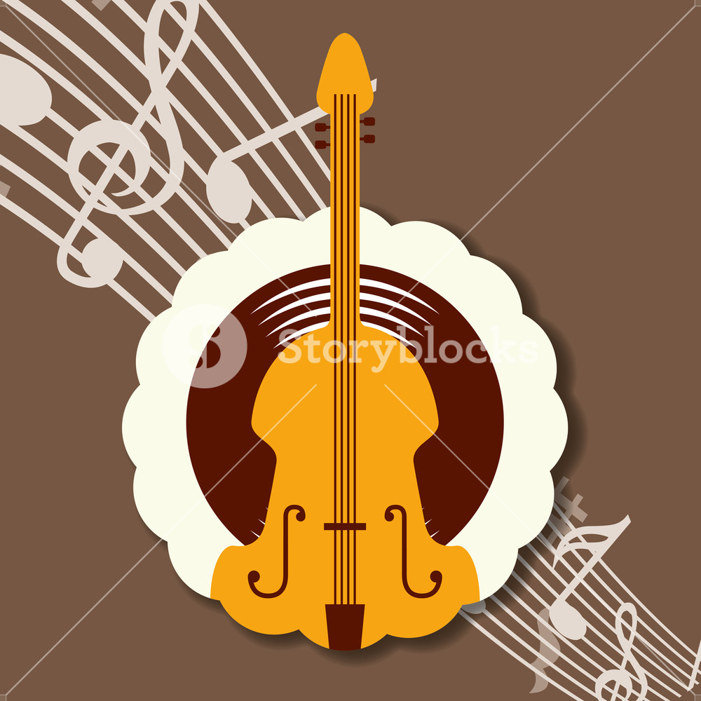 1000x1000 Jazz Festival Instruments Music Notes Label Cello Vector