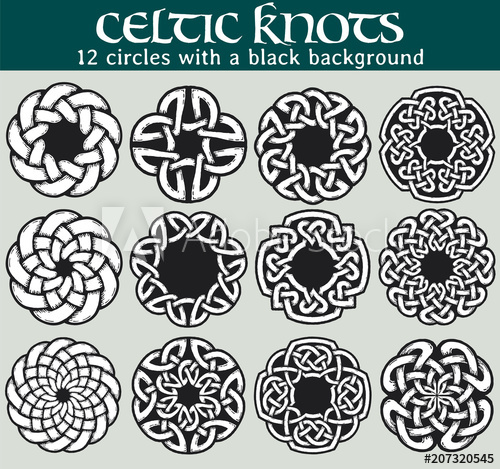 500x469 Celtic Knots, Circles With A Black Background Set Of Circles