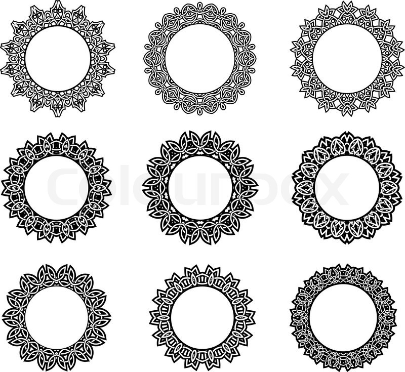 800x735 Round Vintage Frames In Celtic Style Stock Vector Colourbox