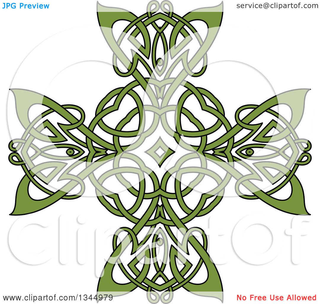 1080x1024 Clipart Of A Green Celtic Knot Cross Design