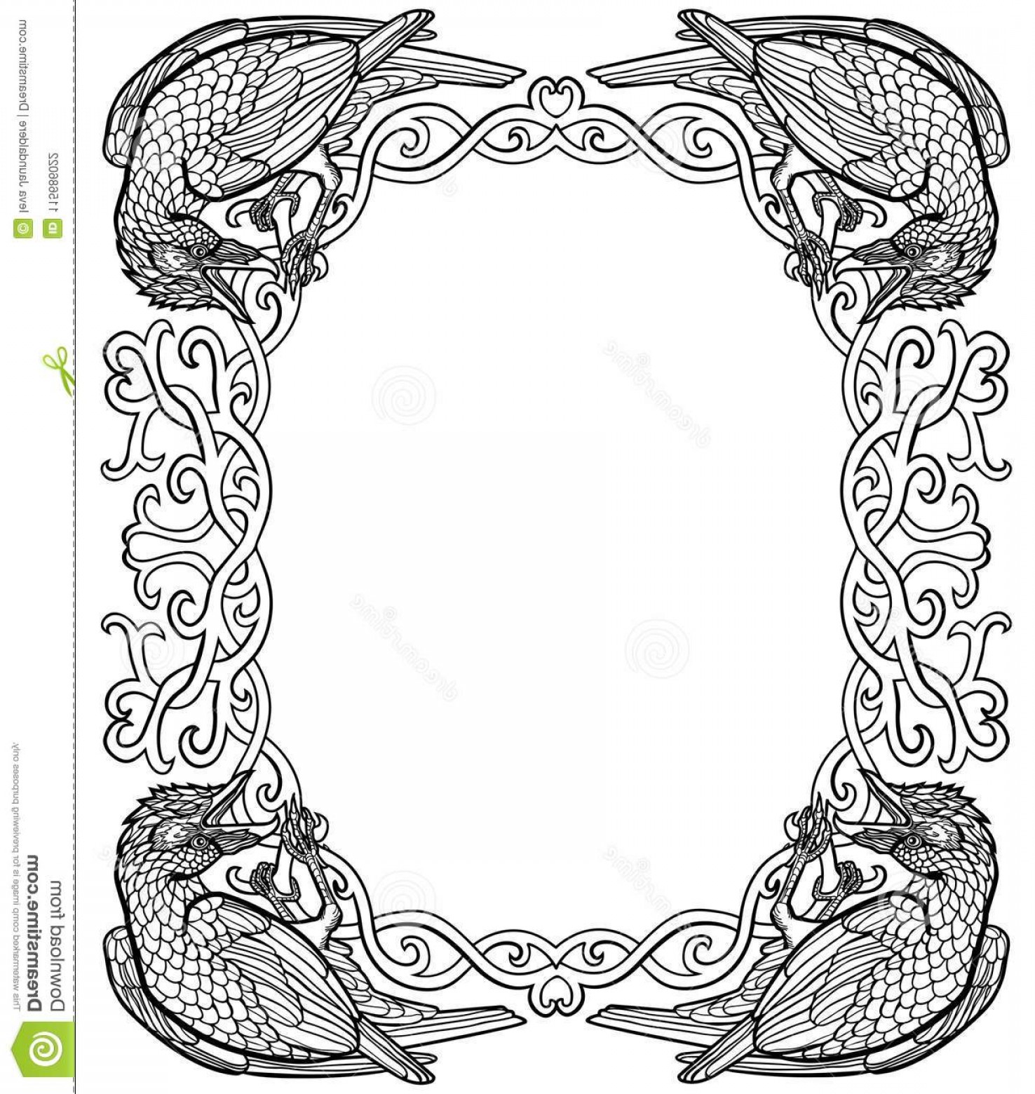 1476x1560 Vector Illustration Ravens Gothic Celtic Knot Frame Black White