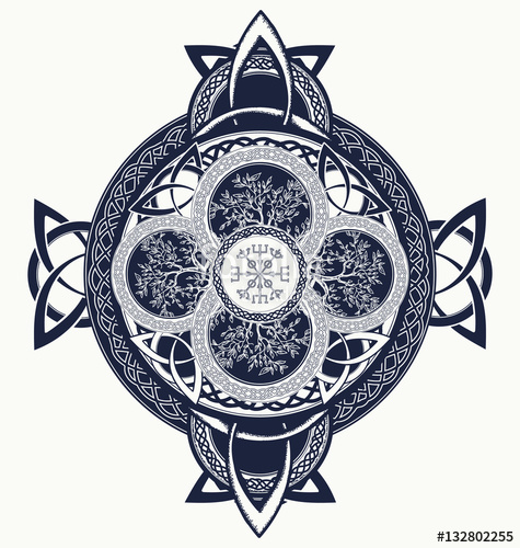 Celtic Cross Tattoo Dragons And Celtic Tree Of Life Stock Image 475x500 Celtic Cross Tattoo Dragons And Celtic Tree Of Life Stock Image