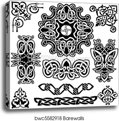 382x390 Celtic Vector Art Collection, Canvas Print Barewalls Posters
