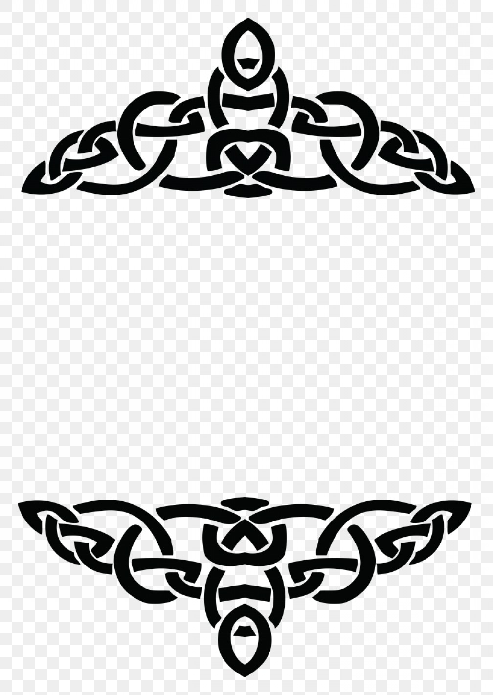 1008x1422 Free Clipart Of A Celtic Border Design Element In Black And White