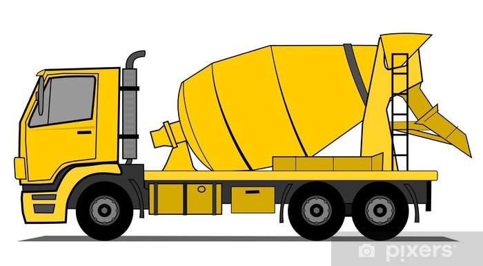 700x385 Cement Mixer Truck Vector Wall Mural