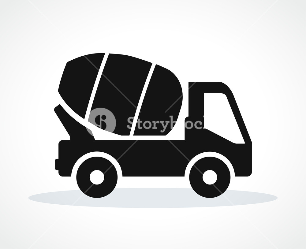 1000x814 Vector Illustration Of Cement Truck Black Icon Royalty Free Stock