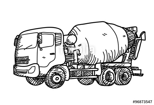 500x341 Cement Truck Doodle, A Hand Drawn Vector Doodle Illustration