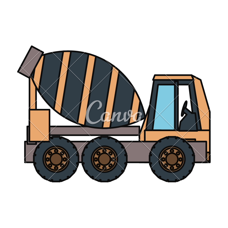 800x800 Cement Truck Vector Illsutration