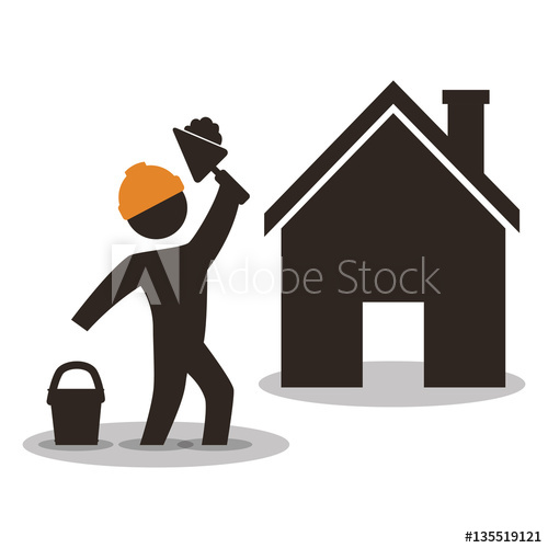 500x500 House Construction Worker Wiyh Spatule And Cement Vector