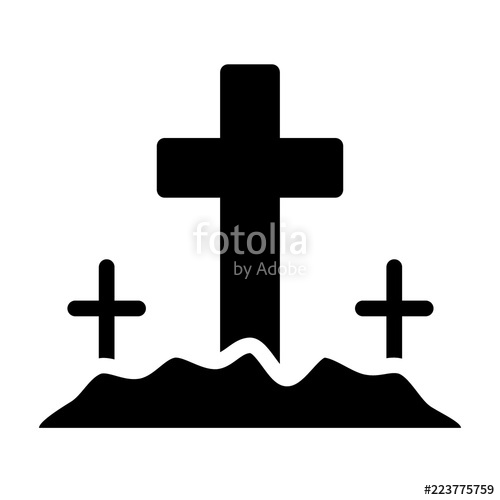500x500 Graveyard Solid Icon Cemetery Vector Illustration Isolated