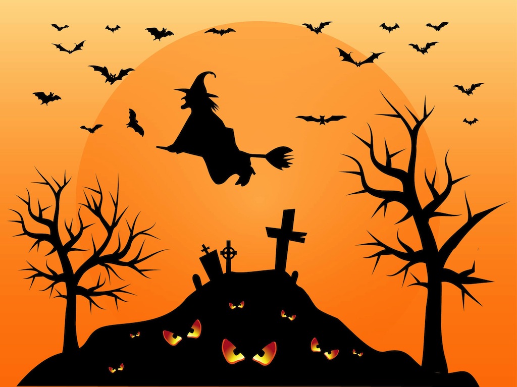 1024x767 Halloween Cemetery Vector Art Graphics