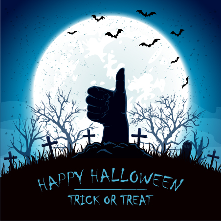 452x452 Halloween Background With Thumb Up On Cemetery Vector Free Download