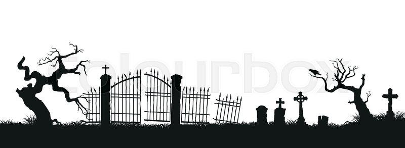 800x293 Black Silhouettes Of Tombstones, Stock Vector Colourbox