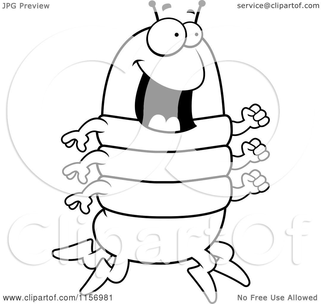 Cartoon Clipart Of A Black And White Happy Running Centipede 1080x1024 Cartoon Clipart Of A Black And White Happy Running Centipede