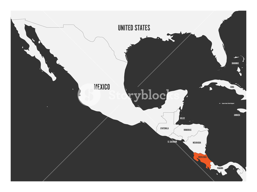 1000x750 Costa Rica Orange Marked In Political Map Of Central America