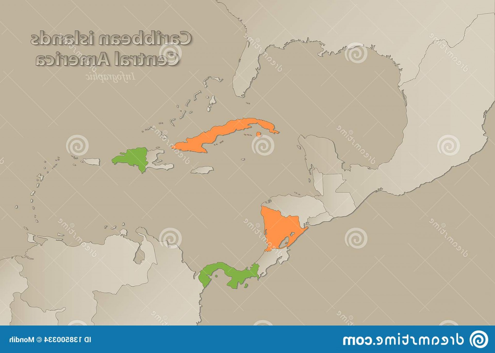 1920x1371 Caribbean Islands Central America Map Individual States Separated