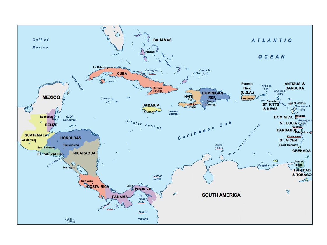 1120x840 Central America Presentation Map Vector World Maps