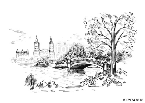 500x354 Sketch Of Cityscape In New York City Show Central Park Vector