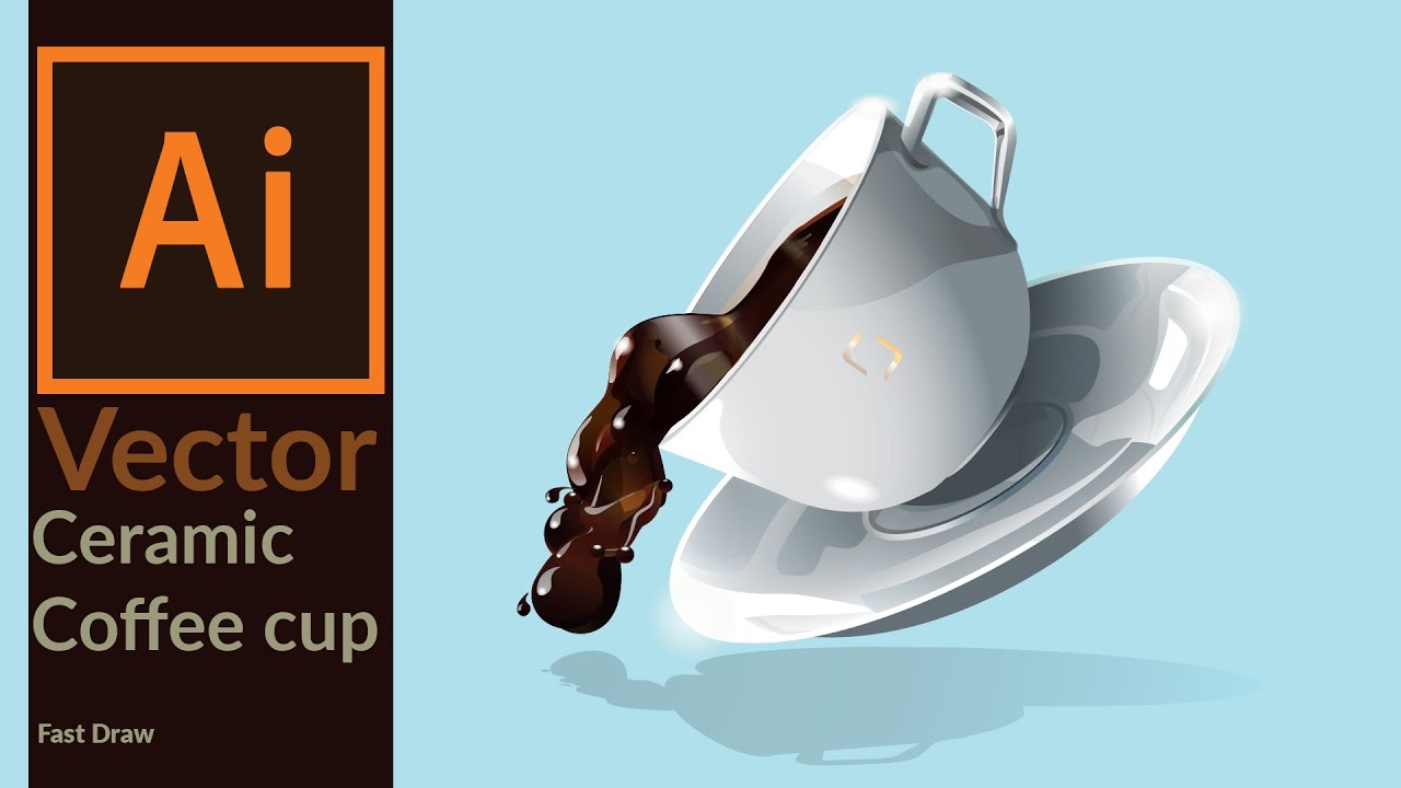 1280x720 Drawing A Vector Ceramic Coffee Cup With Coffee Splash In Adobe