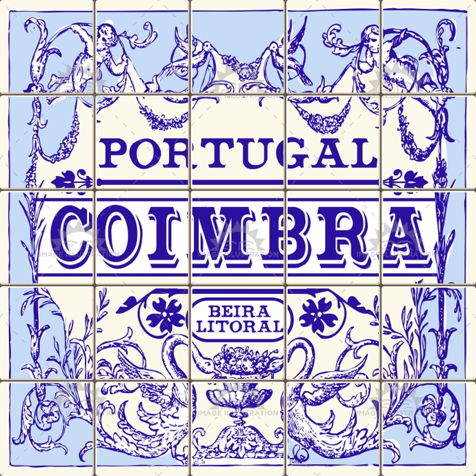 690x690 Traditional Portugal Ceramic Coimbra Vintage Vector Illustration