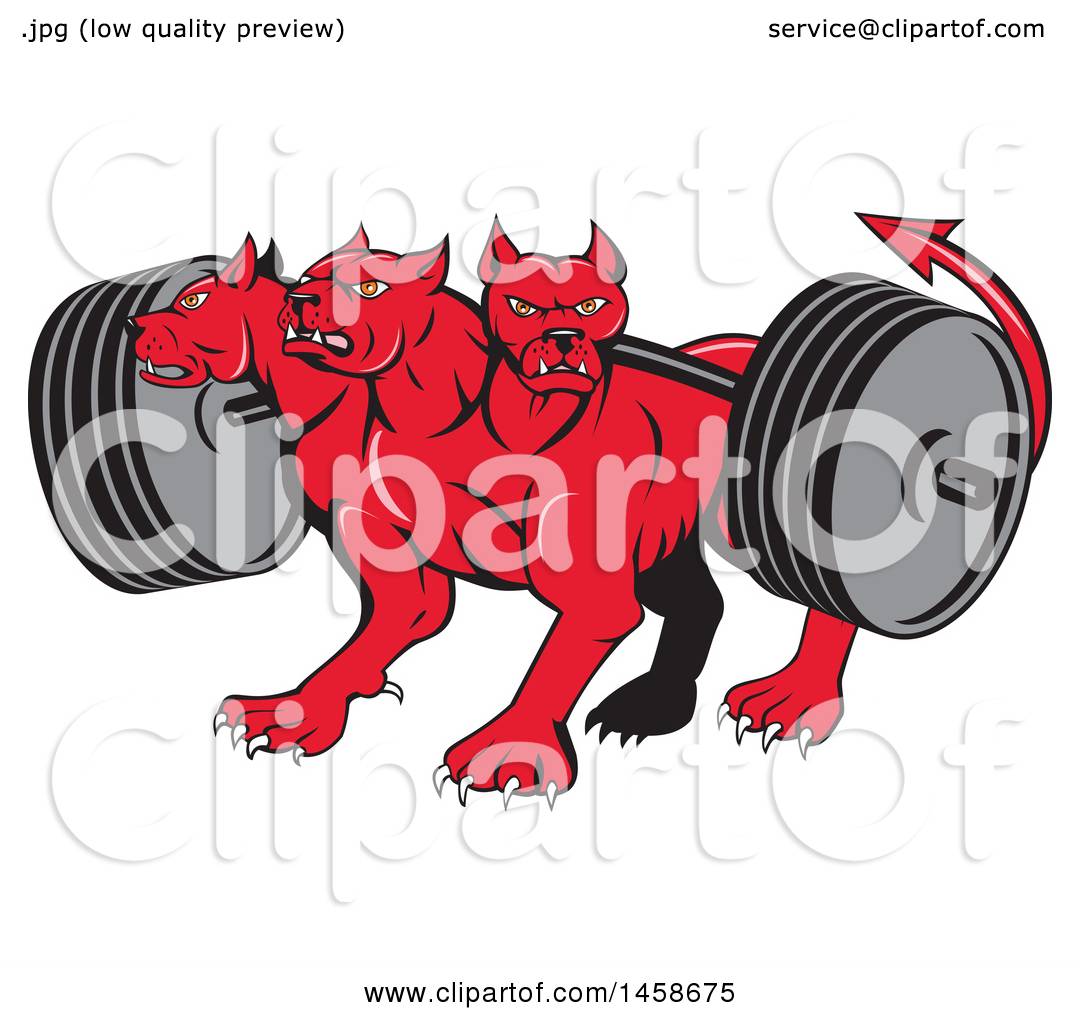 Clipart Of A Cartoon Red Three Headed Cerberus Devil Dog Hellhound 1080x1024 Clipart Of A Cartoon Red Three Headed Cerberus Devil Dog Hellhound