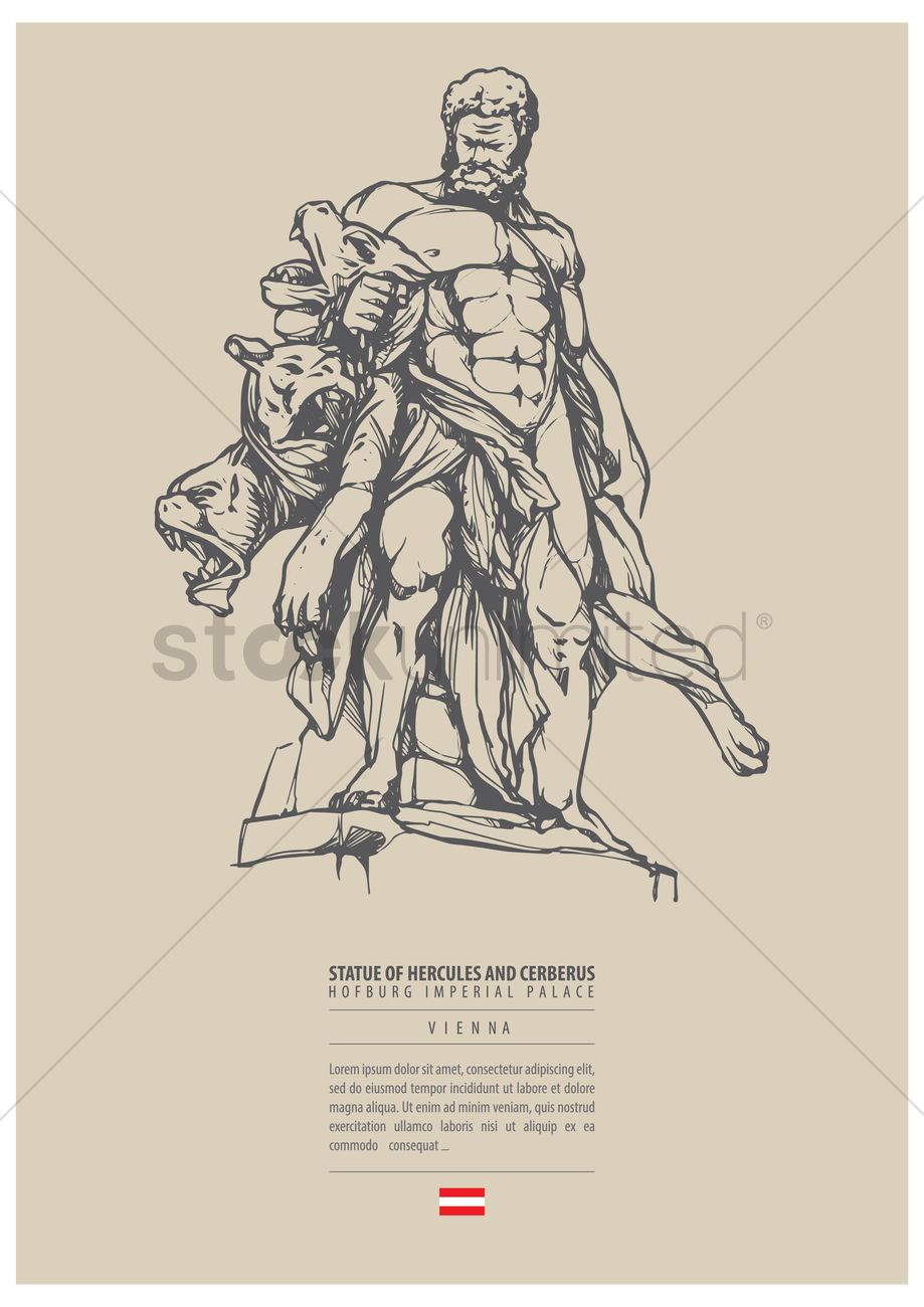 Statue Of Hercules And Cerberus Vector Image 919x1300 Statue Of Hercules And Cerberus Vector Image