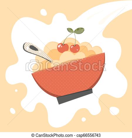 450x470 Cereal, Porridge Vector Porridge, Cereal Bowl Retro Vector