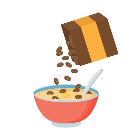 450x450 Vector Illustration Cereal Bowl With Milk, Smoothie Isolated