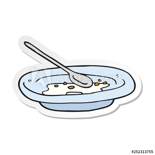 500x500 Sticker Of A Cartoon Empty Cereal Bowl