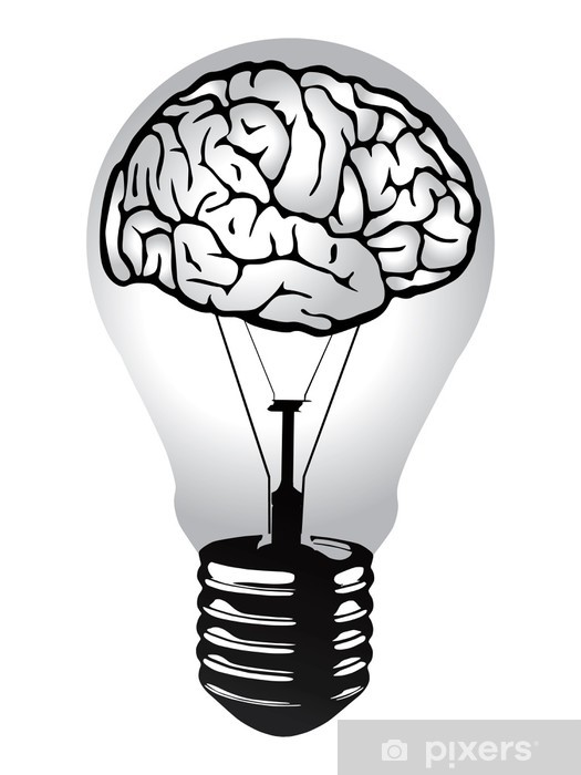 525x700 Vinilo Pixerstick Luz Bombilla Cerebro Vector