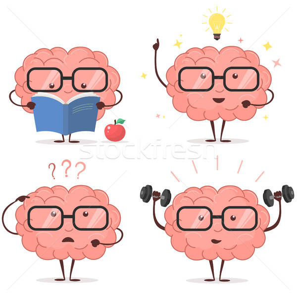 600x600 Brain Cartoon Set Vector Vector Illustration Andrei Malysh