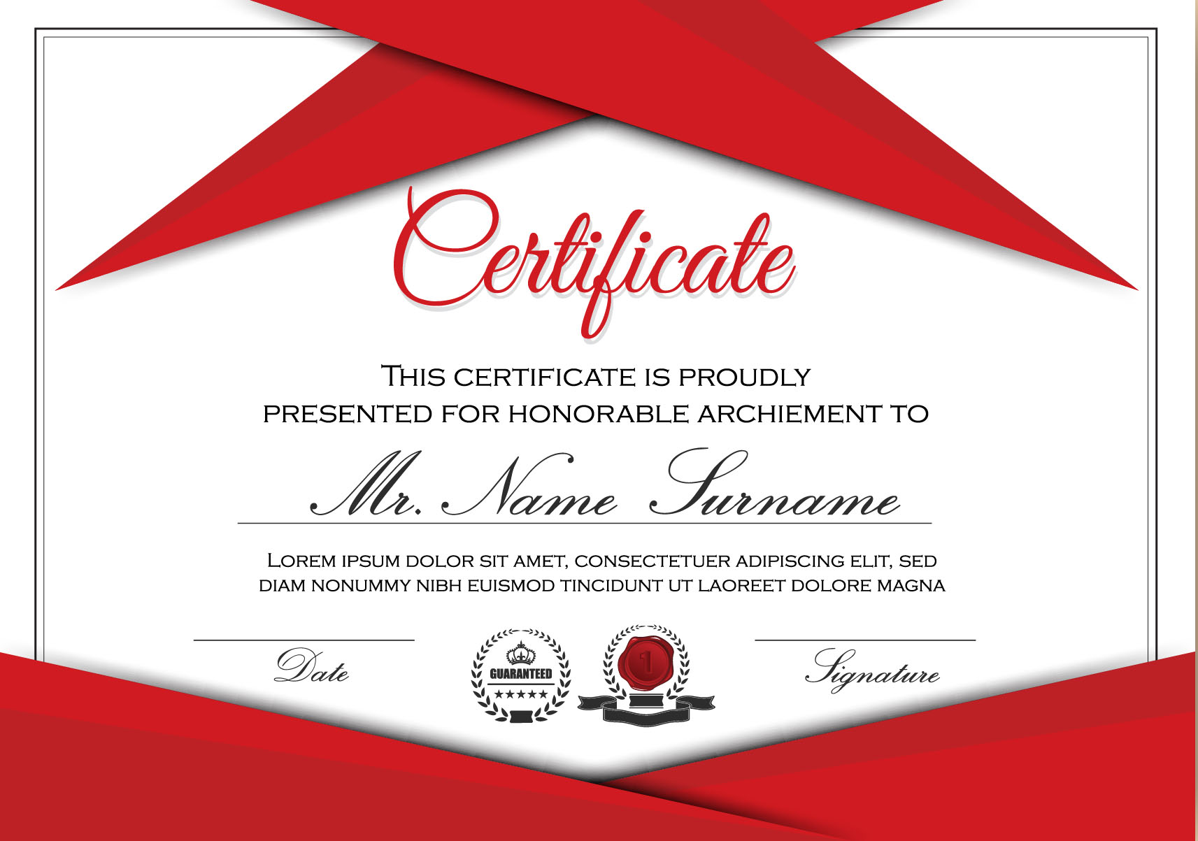 Red Styles Certificate Template Vector Free Download 1713x1203 Red Styles Certificate Template Vector Free Download