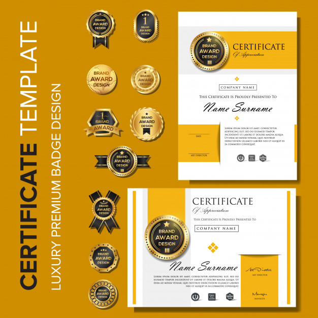 Certificate Modern Design Template With Badge Vector Premium 626x626 Certificate Modern Design Template With Badge Vector Premium