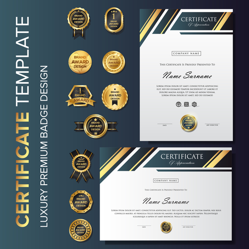 Certificate Template With Luxury Premium Badge Vector Material 500x500 Certificate Template With Luxury Premium Badge Vector Material