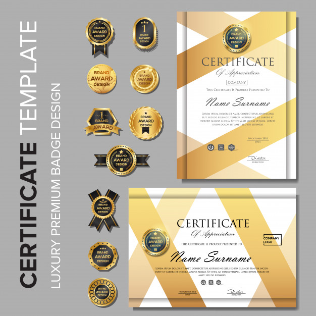 Professional Certificate Template With Badge Vector Premium Download 626x626 Professional Certificate Template With Badge Vector Premium Download