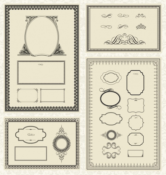 Border Design Elements Collection Seamless Symmetric Vintage 569x600 Border Design Elements Collection Seamless Symmetric Vintage