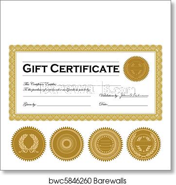 Vector Gift Certificate Frame And Ornament Set, Art Print 362x382 Vector Gift Certificate Frame And Ornament Set, Art Print
