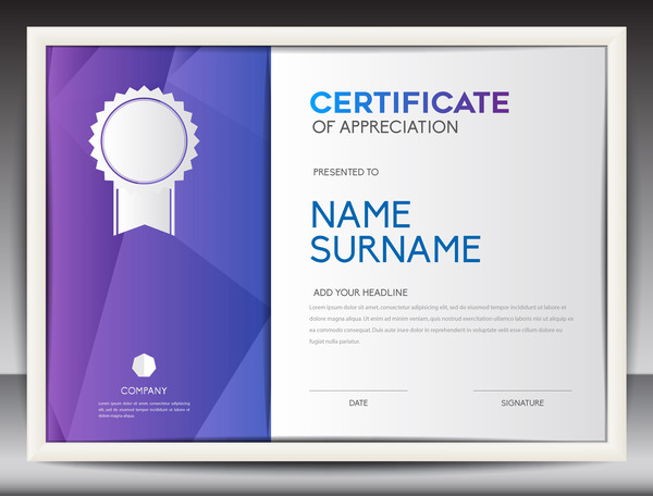Certificate For Appreciation Vector Template Free Download 600x456 Certificate For Appreciation Vector Template Free Download