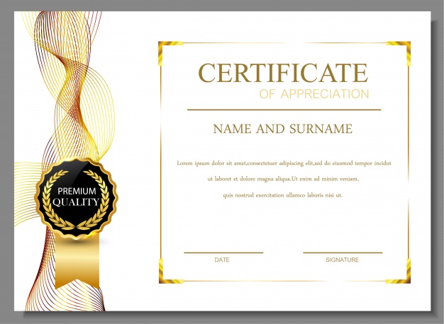 Certificate Of Appreciation Design Vector Free Download 626x458 Certificate Of Appreciation Design Vector Free Download