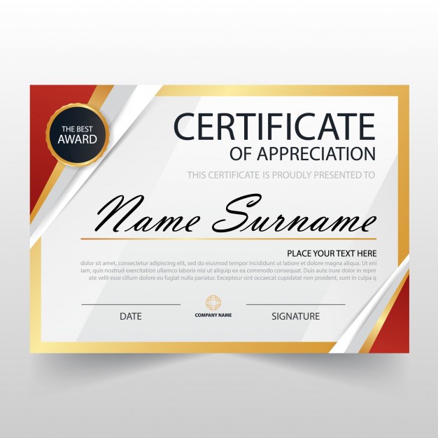 Modern Certificate Of Appreciation Template Vector Free Download 626x626 Modern Certificate Of Appreciation Template Vector Free Download