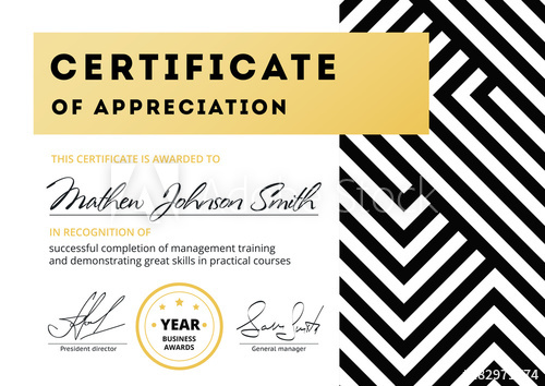 Certificate Of Appreciation Template Design Elegant Business 500x354 Certificate Of Appreciation Template Design Elegant Business
